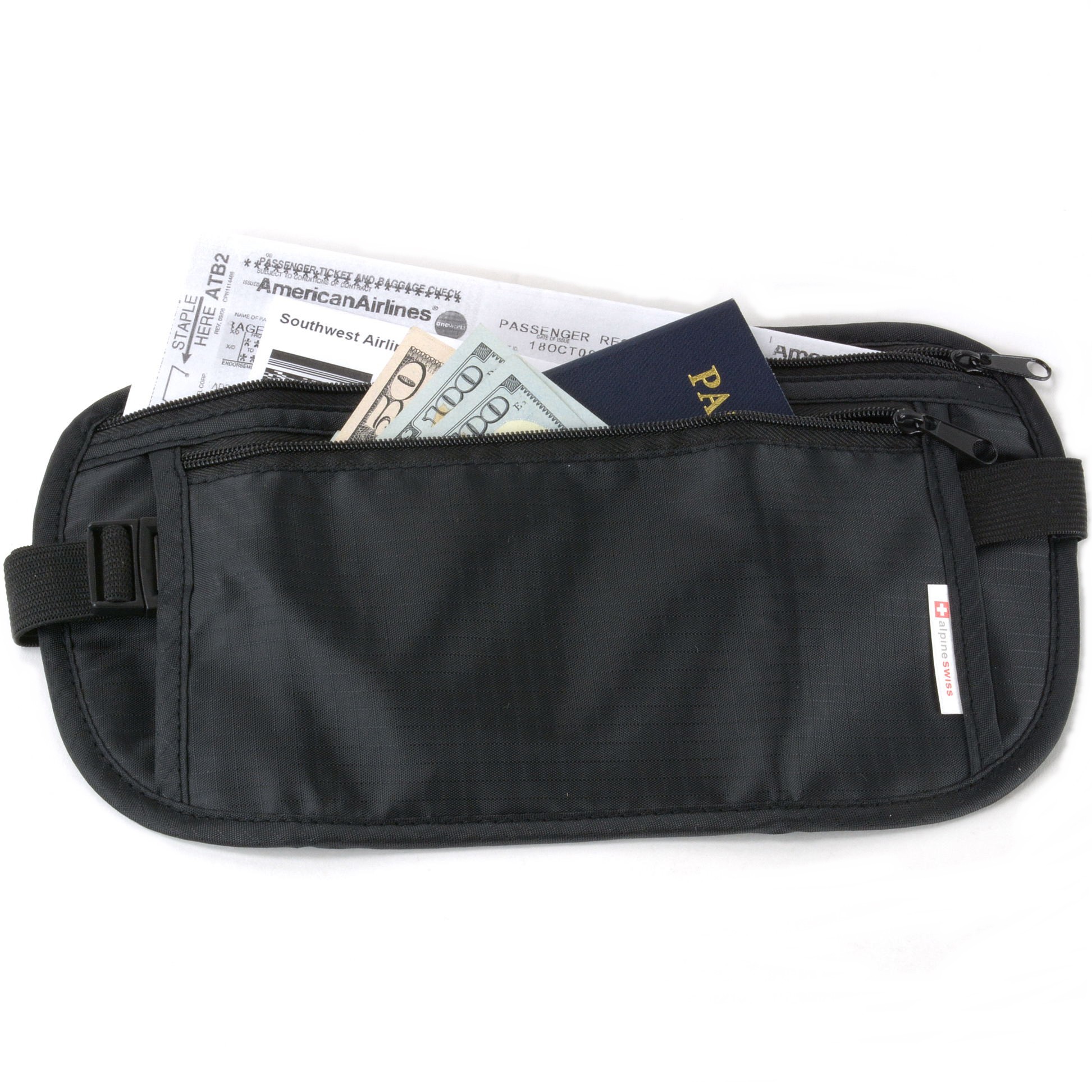 Alpine Swiss Travel Wallet Waist Belt Neck Pouch Undercover Security
